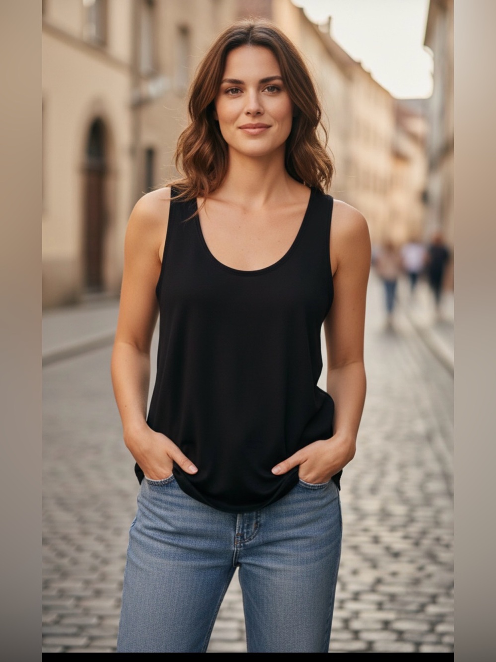 Women's Medium Black Draped Back Tank Top Slinky Coquette Sexy Clubwear